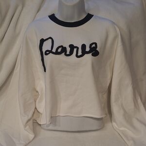 NWOT Maje Black and White Knit Top, Oversized with Paris Stitching